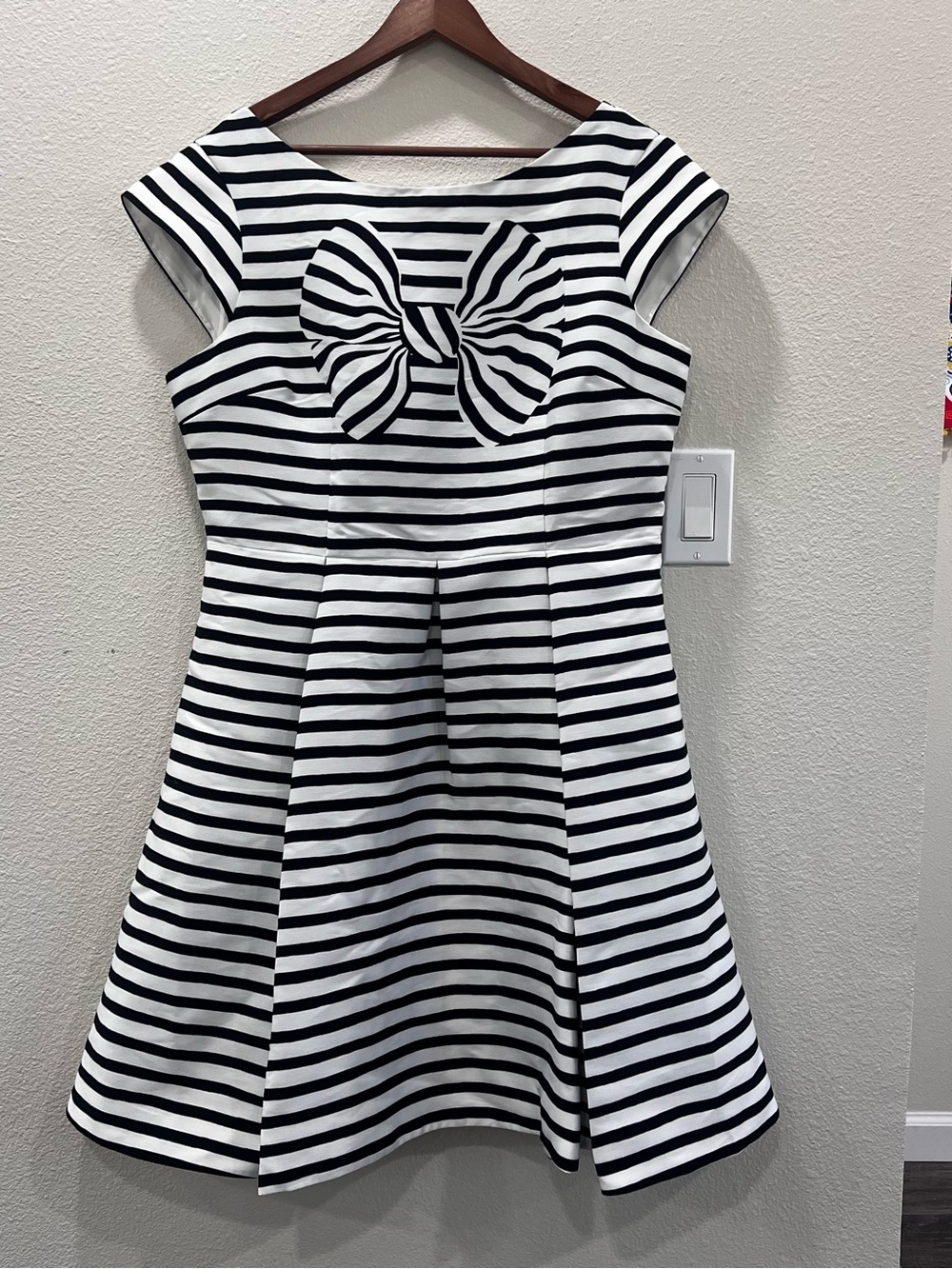 Kate Spade Mariella Bow Stripe Dress 16 NWT Fit and Flare Cap Sleeve Cocktail